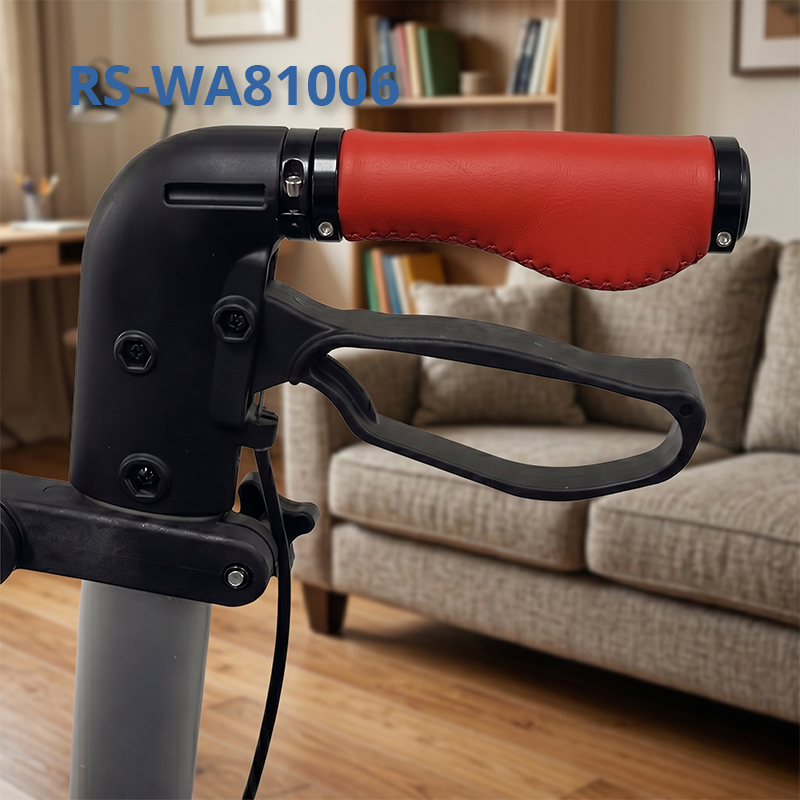 WA81006 Rollator Replacement Handle Grips  PU Leather  Aluminum Alloy Ergonomic Universal Fit Comfortable  Secure for Elderly Walkers