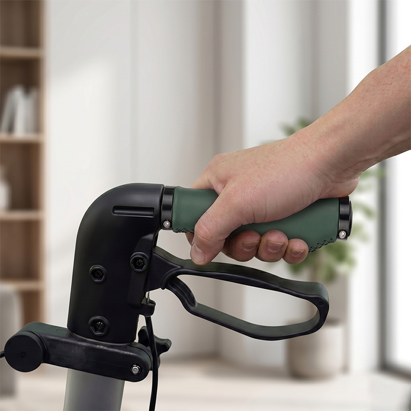 WA81006 Rollator Replacement Handle Grips  PU Leather  Aluminum Alloy Ergonomic Universal Fit Comfortable  Secure for Elderly Walkers