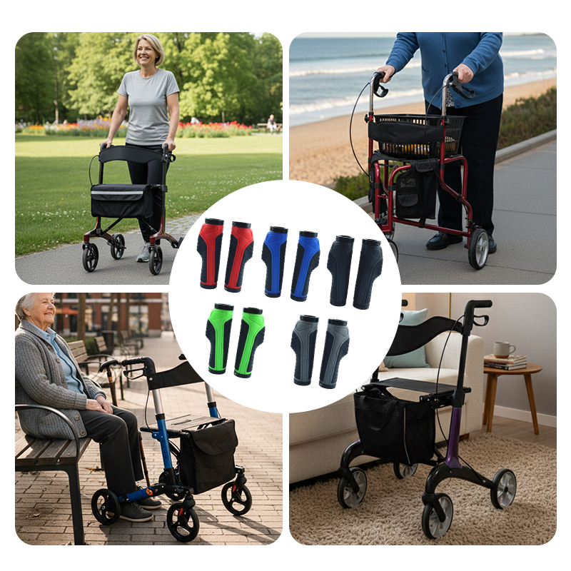 WA81007 Rollator Replacement Handle Grips  Ergonomic Rubber/PU Comfort, Non-Slip, Universal Fit for Walkers & Mobility Aids