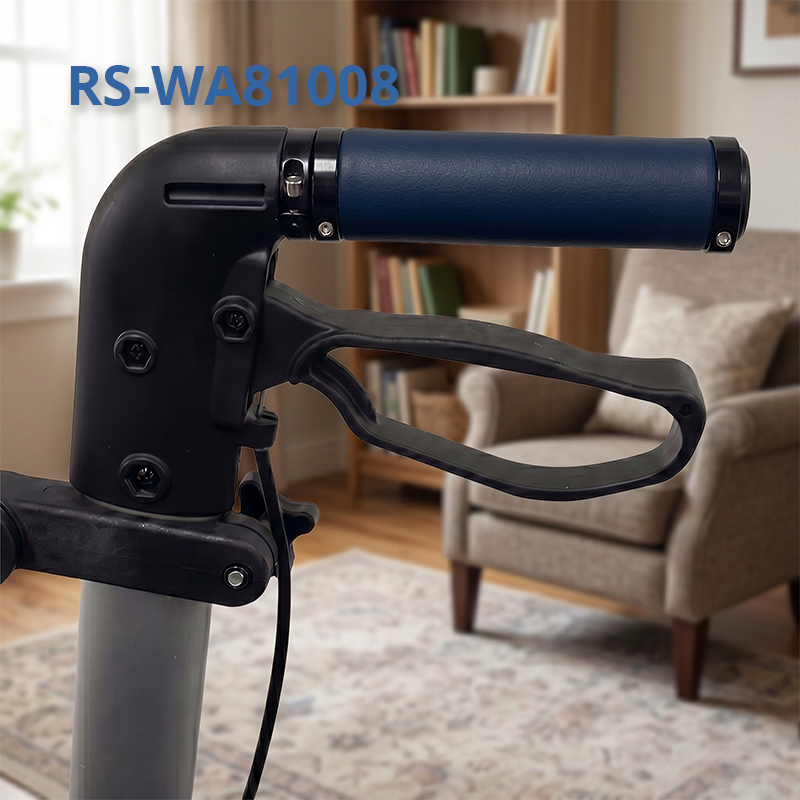 WA81008 Rollator Replacement Handle Grips, PU Leather + Aluminum, Ergonomic, Universal Fit, Multiple Colors