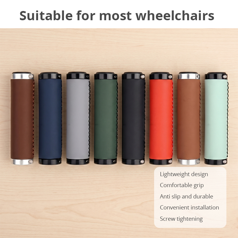 WA81008 Rollator Replacement Handle Grips, PU Leather + Aluminum, Ergonomic, Universal Fit, Multiple Colors