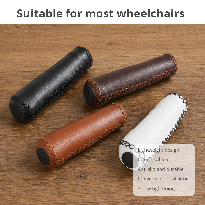 WA81009 Wholesale PU Leather Rollator Replacement Handle Grips Universal Walker Accessories for Mobility Aid Suppliers