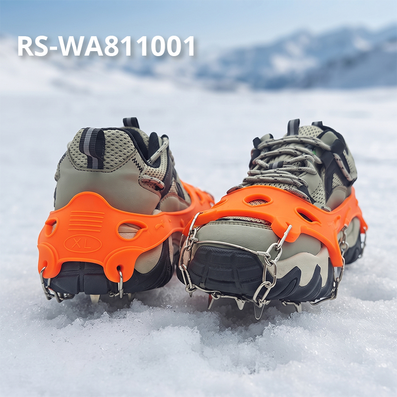 WA811001  Heavy Duty 19 Teeth Ice Grips for Shoes Silicone Stainless Steel Anti Slip Cleats Mobility Walker Accessory