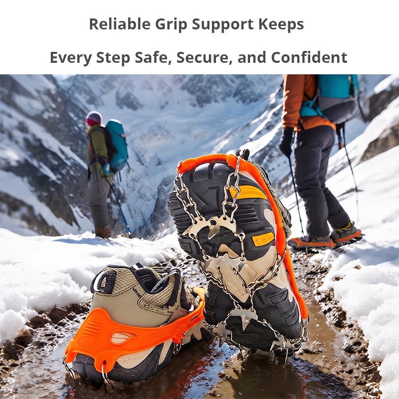 WA811001  Heavy Duty 19 Teeth Ice Grips for Shoes Silicone Stainless Steel Anti Slip Cleats Mobility Walker Accessory