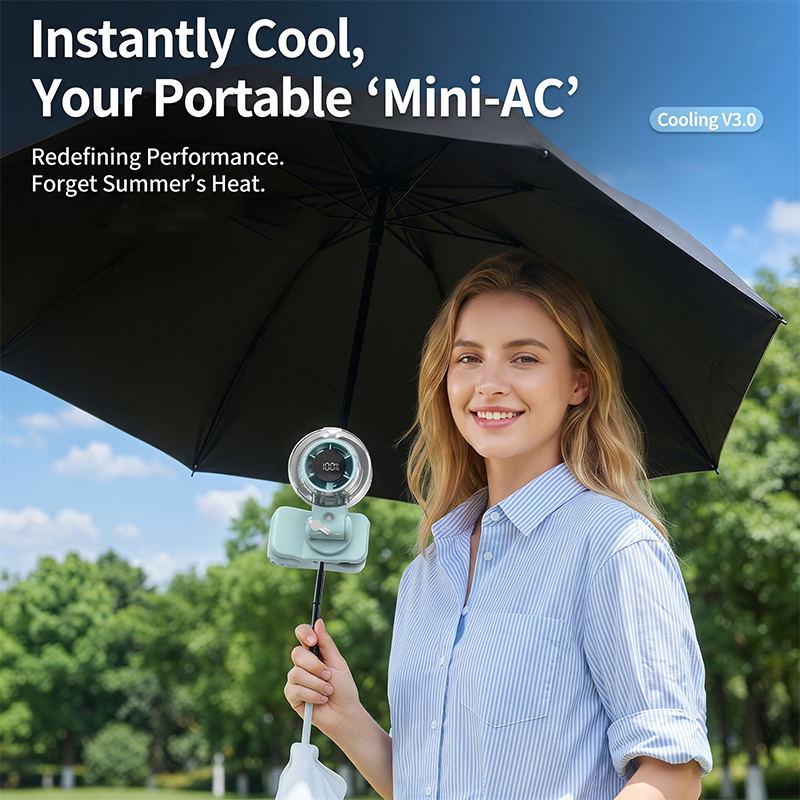 WA813004  Smart Wearable Neck Fan for Mobility Aid Rollator Accessories with 100-Speed Airflow, Water Mist Cooling and USB Rechargeable