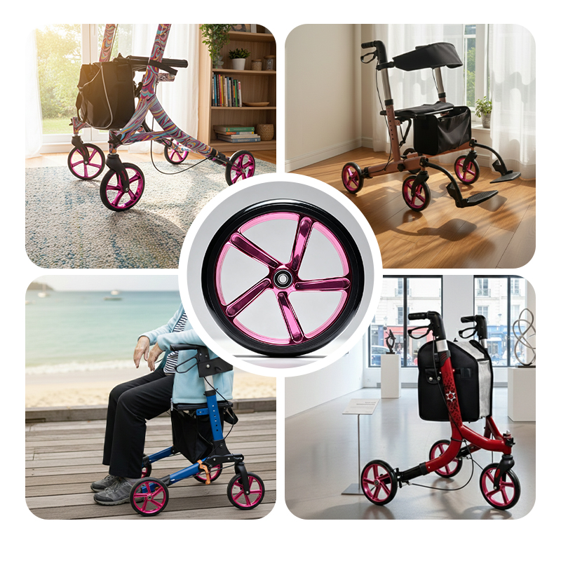 Relaxsmith Exclusive Premium Manual Replacement Wheel for Rollators CE Certified Stylish Red Alloy Design Durable Smooth