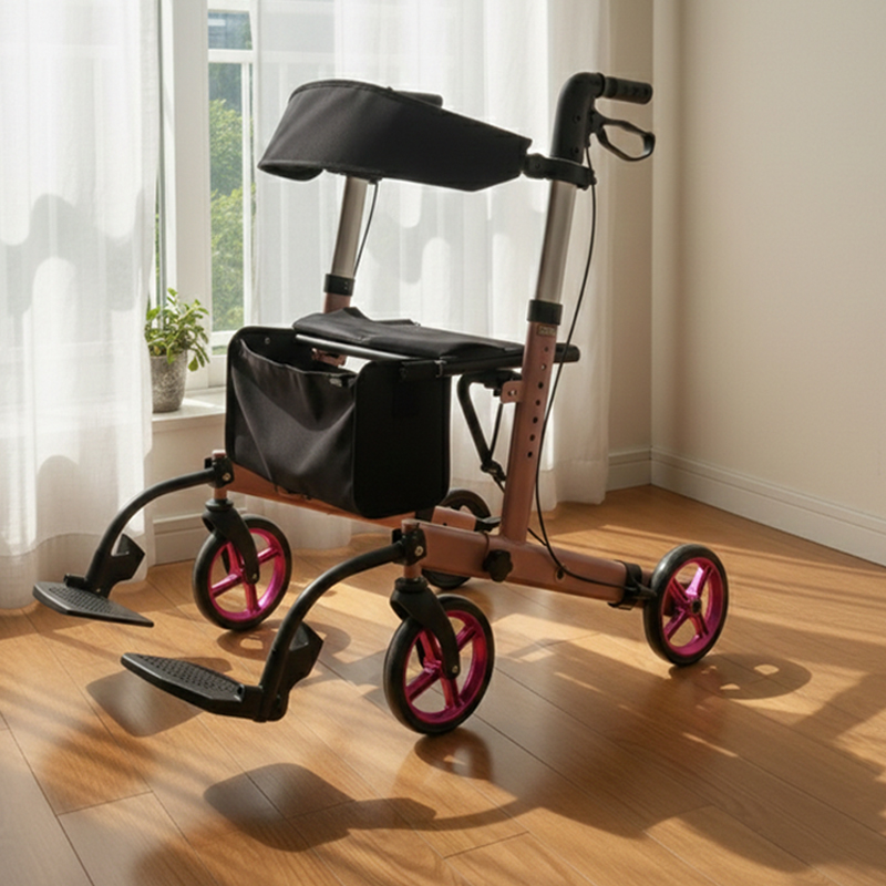 Relaxsmith Exclusive Premium Manual Replacement Wheel for Rollators CE Certified Stylish Red Alloy Design Durable Smooth