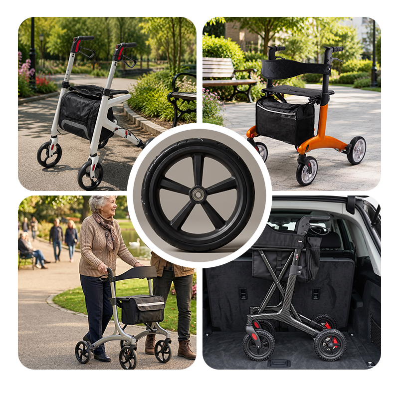 WA84006 Rollator Walker Wheel 8 Inch EVA PP Durable Replacement Wheel for Senior Mobility Aid Accessories