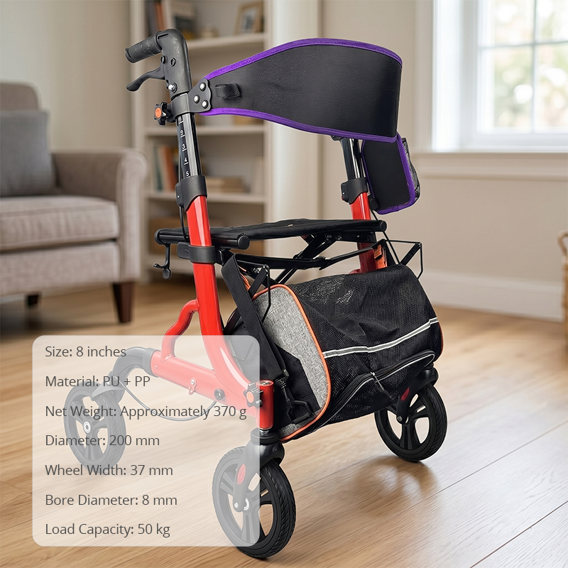 WA84007 Wholesale 8 Inch Rollator Wheel Replacement Part with Bearing for Walker Manufacturers