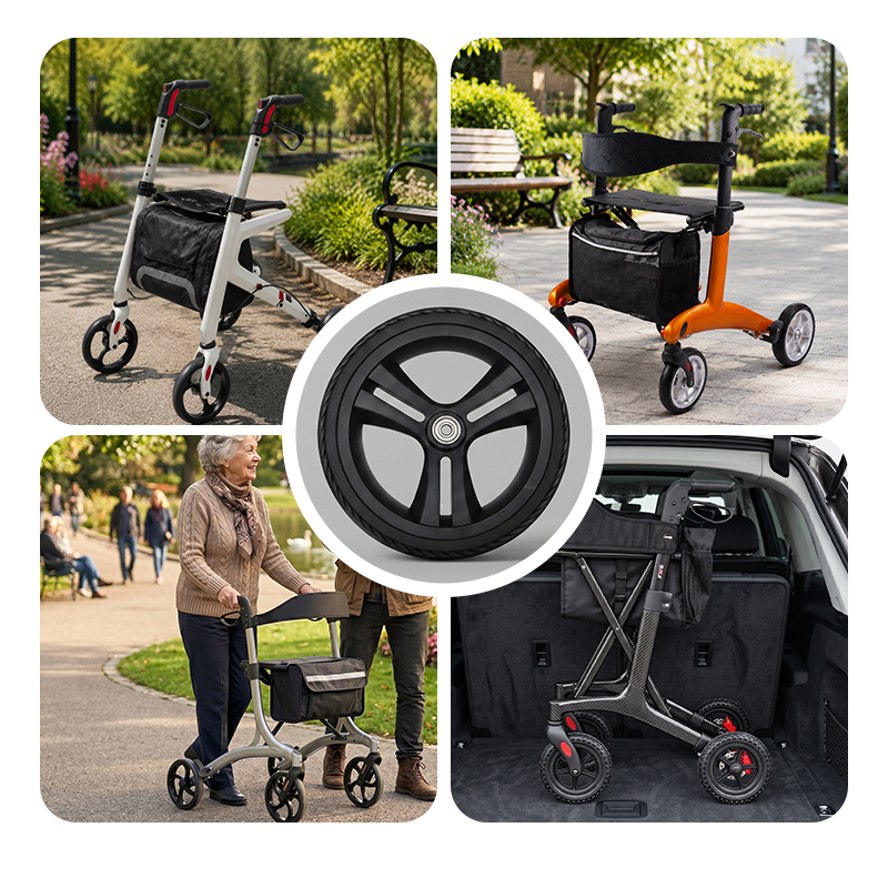 WA84007 Wholesale 8 Inch Rollator Wheel Replacement Part with Bearing for Walker Manufacturers