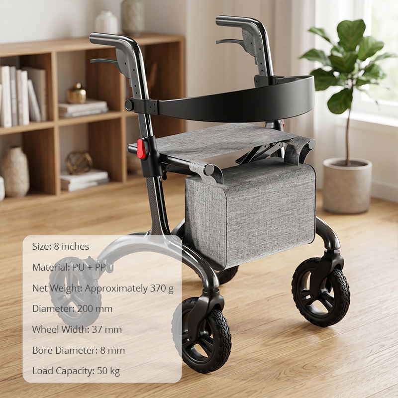 WA84008 Rollator Walker 8 Inch Solid Wheel PU Tire with PP Hub for Mobility Aid Accessories