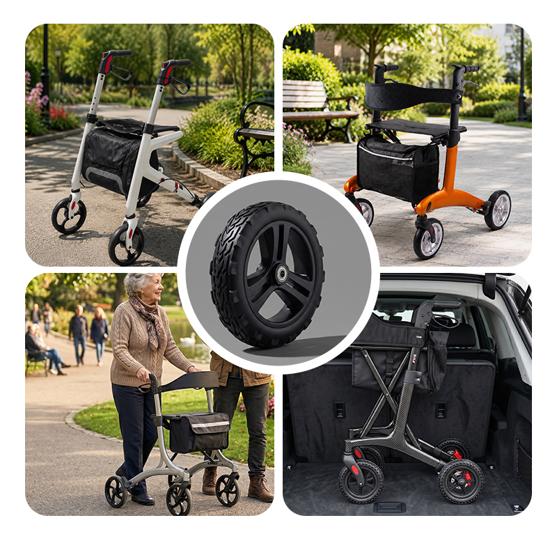 WA84008 Rollator Walker 8 Inch Solid Wheel PU Tire with PP Hub for Mobility Aid Accessories
