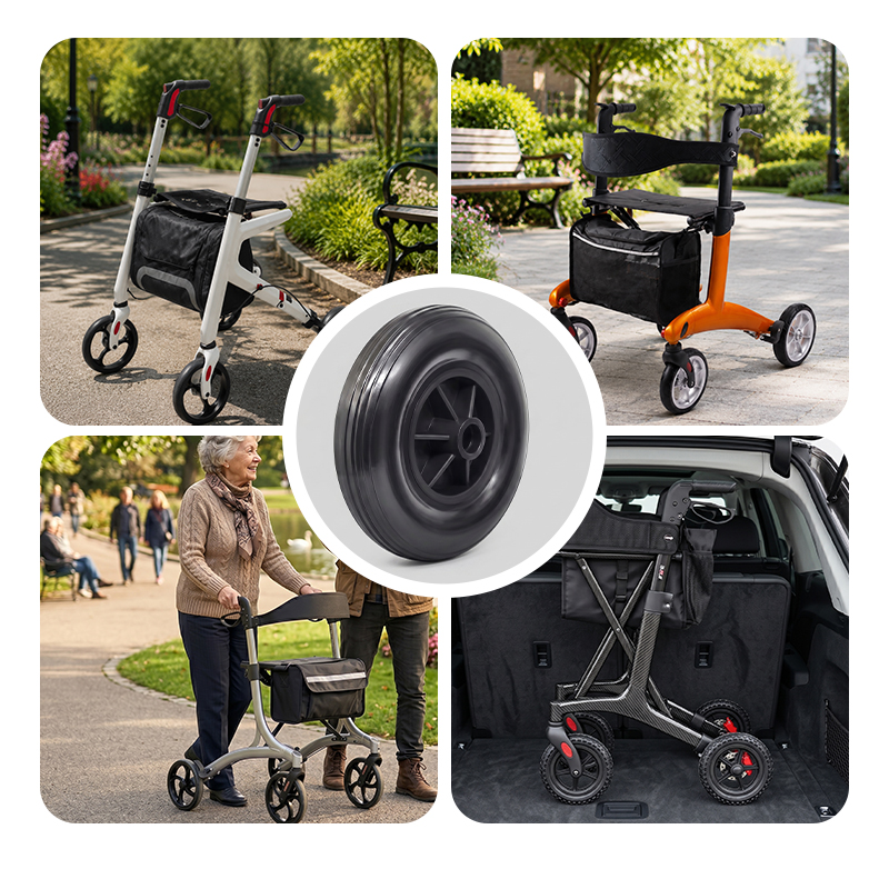 WA84009   8 Inch PVC PP Solid Rollator Walker Wheel Replacement Accessory for Mobility Aid