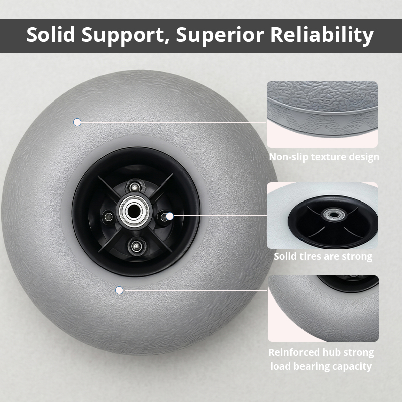 WA81012 8 Inch PVC Rollator Walker Replacement Wheel, Non-Slip Solid Tire with 8mm Bore for Mobility Aid Parts