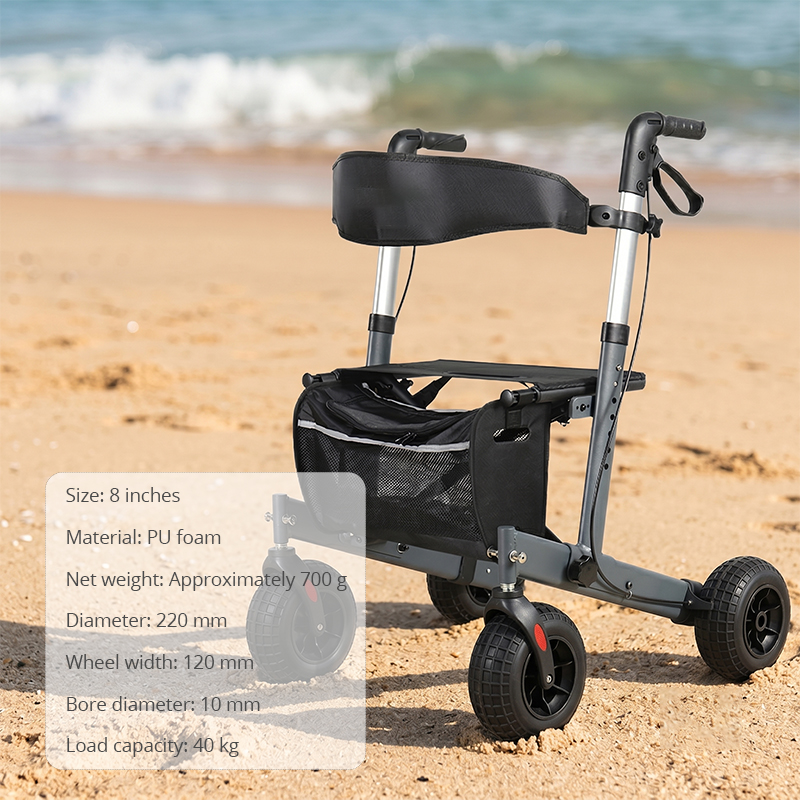 WA84013 Wholesale 8 Inch PU Foam Rollator Wheel with 10mm Bore for Walker Replacement Parts