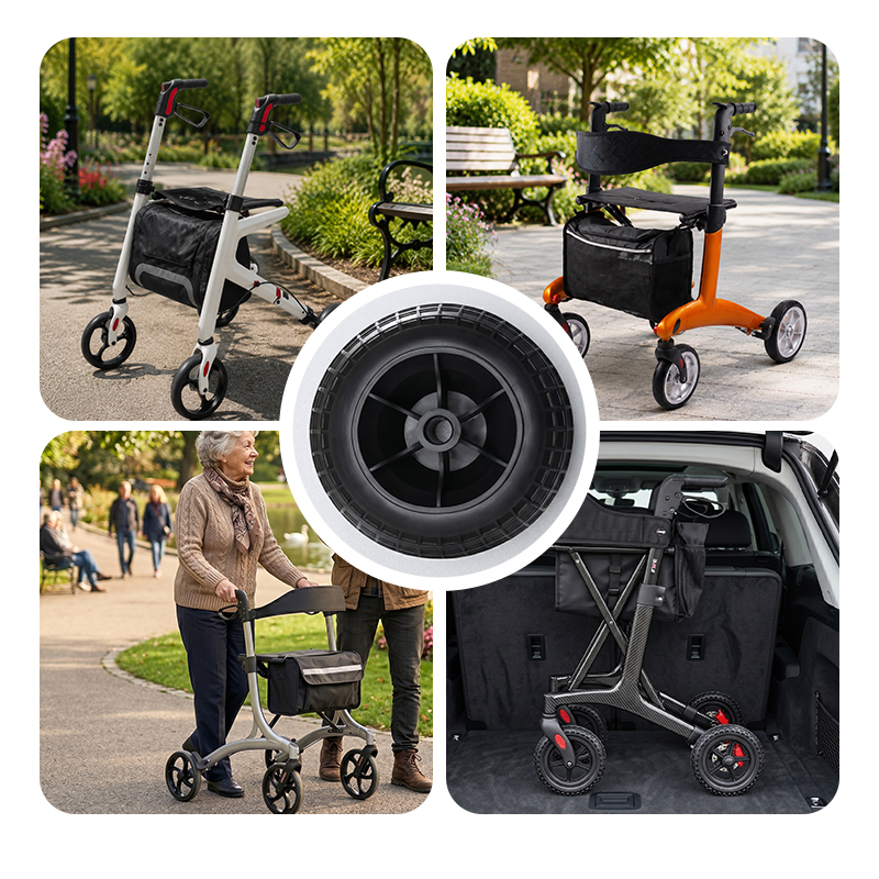 WA84013 Wholesale 8 Inch PU Foam Rollator Wheel with 10mm Bore for Walker Replacement Parts