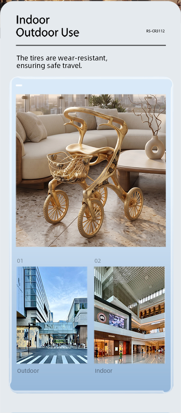 CR3112   New Design Carbon Fibre Rollator Walker Lightweight Foldable Mobility Aid Gold Frame Future Design OEM Supplier for Seniors