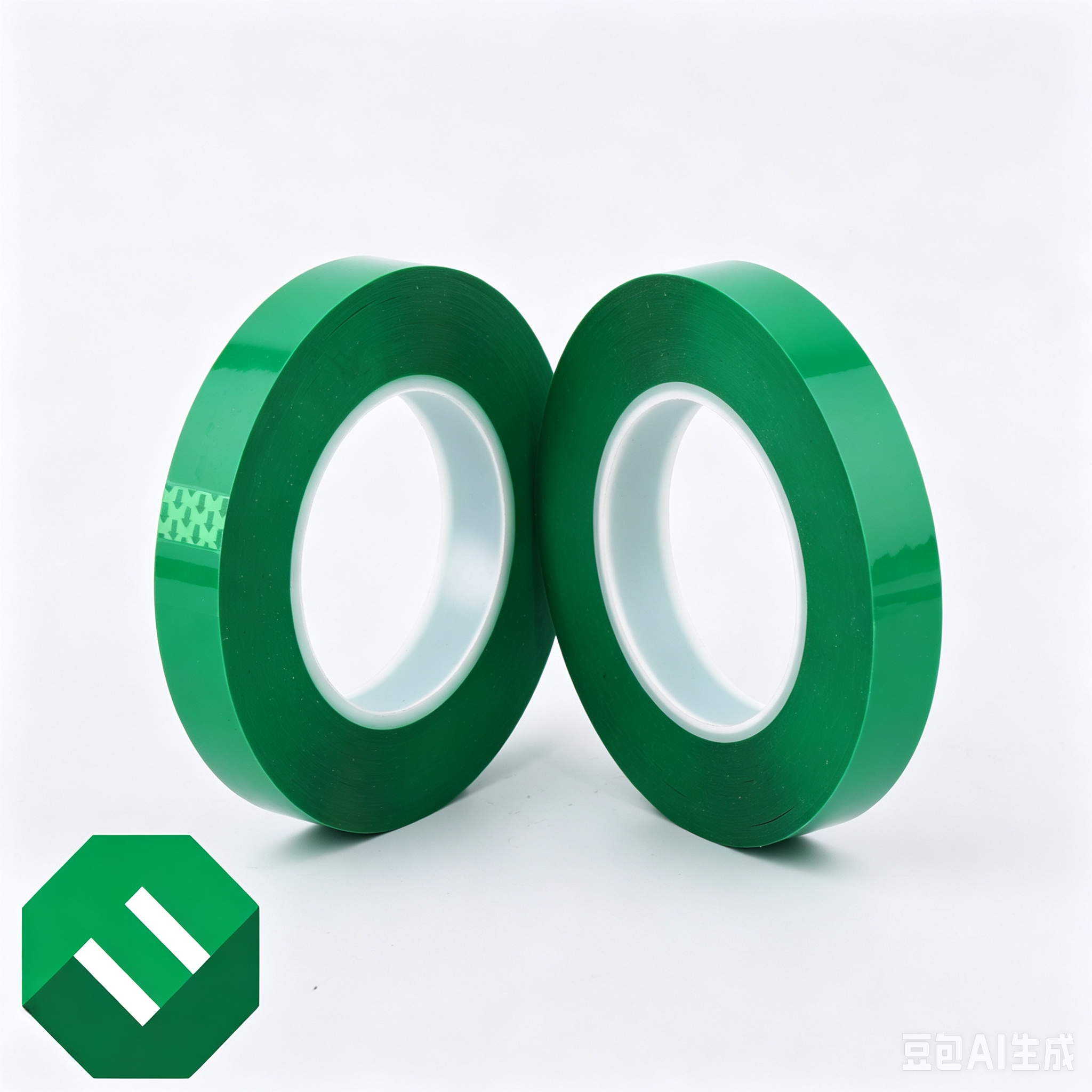 Green Polyester (PET) Masking Tape with Rubber Adhesive, Clean Removal for Powder Coating and Composite Bonding