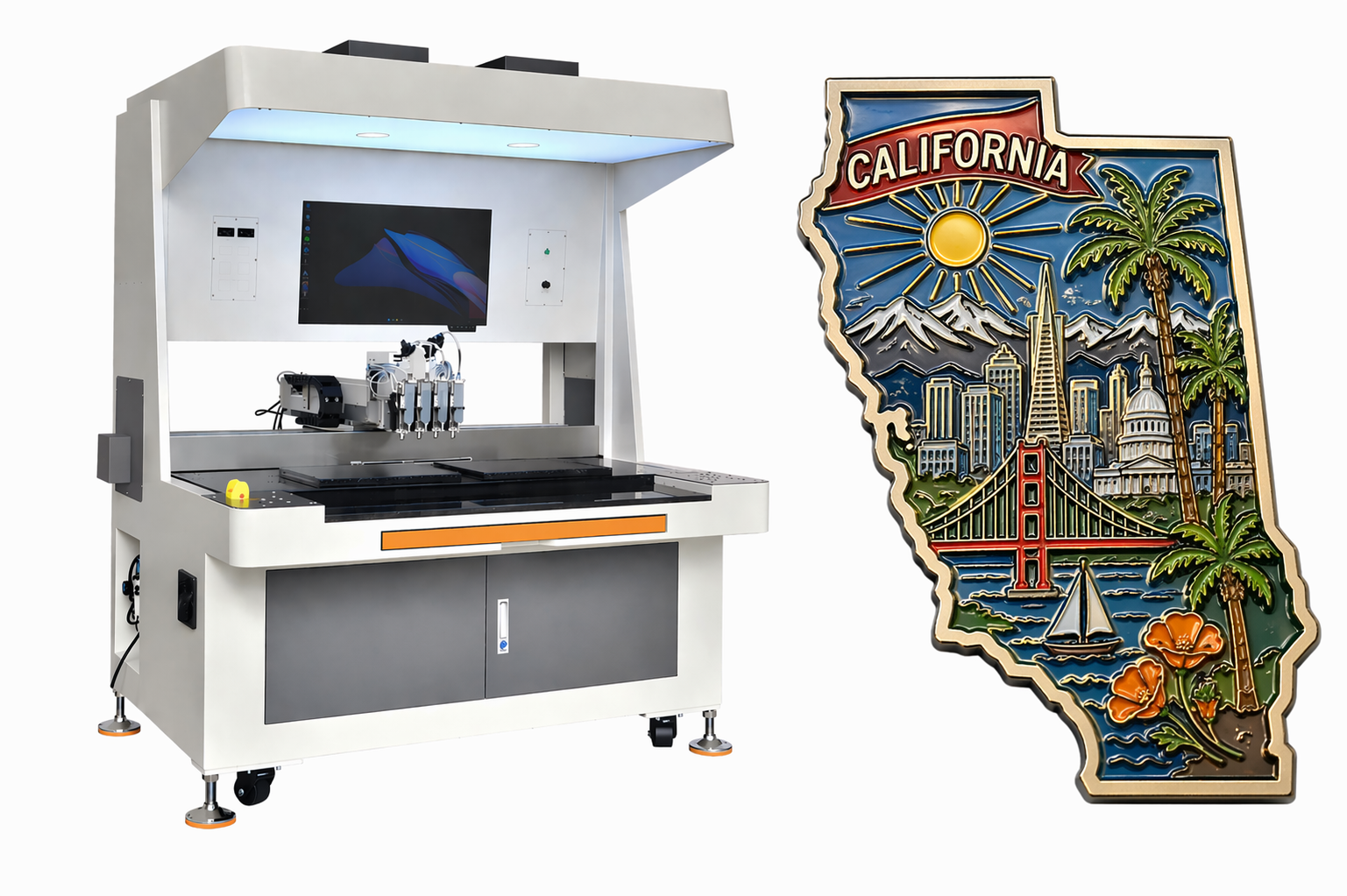 AI panoramic vision badge coloring machine
