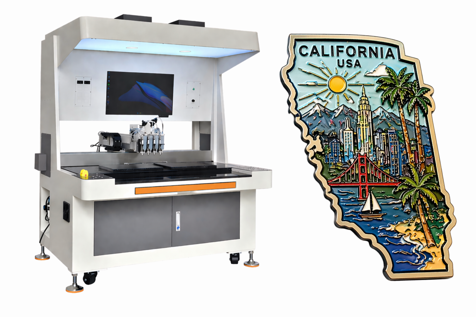 AI panoramic vision badge coloring machine