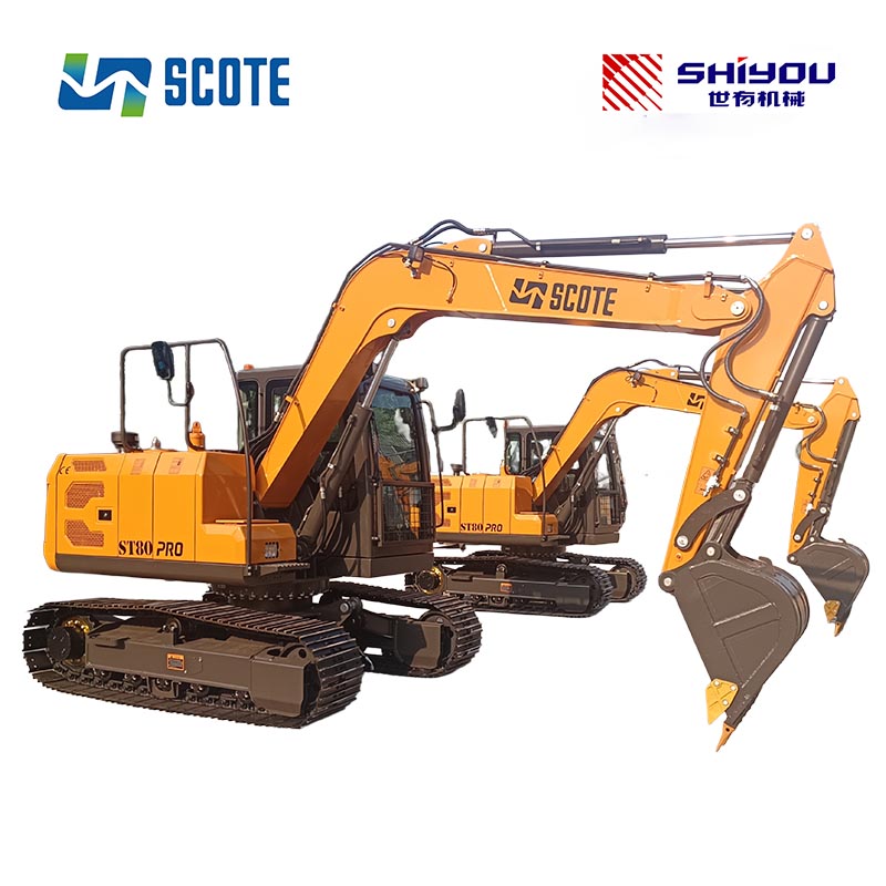 SCOTE ST80 PRO 8-Ton Crawler Excavator Powered by Kubota V2607-T Engine 42.4kw Bucket Capacity 0.3m³
