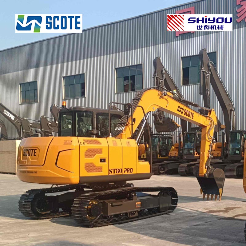 SCOTE ST80 PRO 8-Ton Crawler Excavator Powered by Kubota V2607-T Engine 42.4kw Bucket Capacity 0.3m³