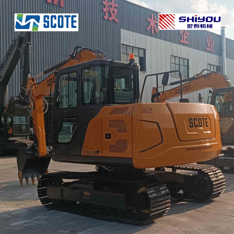 SCOTE ST80 PRO 8-Ton Crawler Excavator Powered by Kubota V2607-T Engine 42.4kw Bucket Capacity 0.3m³