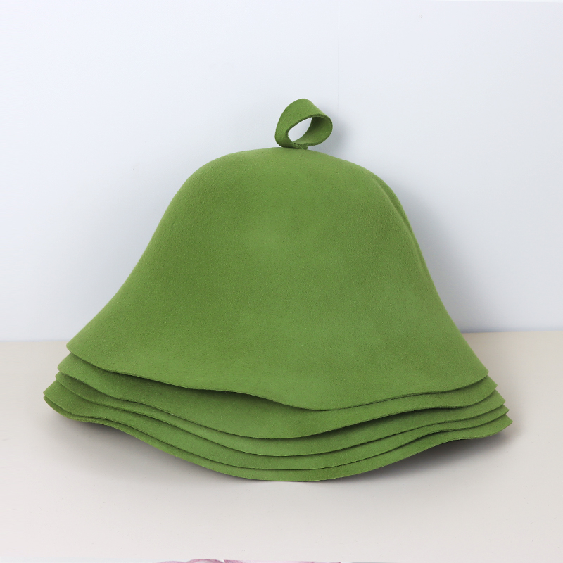Merino Wool Felt Luxury Sauna Hat, Soft Reusable Eco-Friendly Shower Hat with Custom Logo