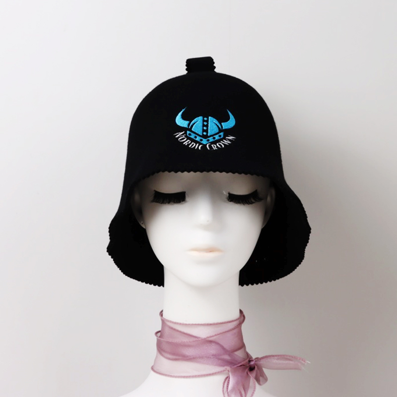 Merino Wool Felt Sauna Hat, Luxury Soft Reusable Eco-Friendly Shower Hat with Custom Logo