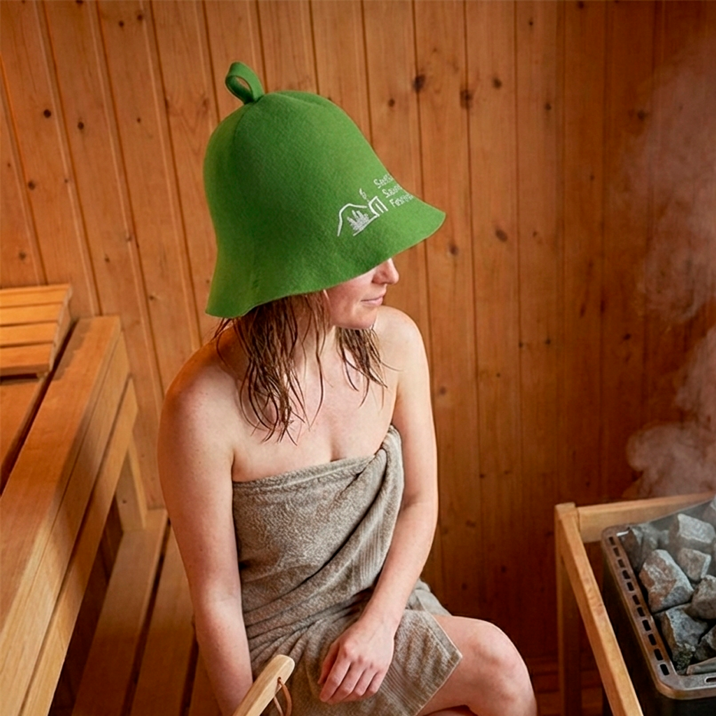 Merino Wool Felt Luxury Sauna Hat, Soft Reusable Eco-Friendly Shower Hat with Custom Logo