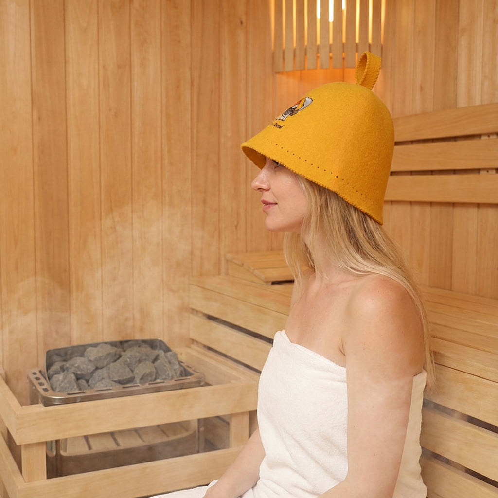 Premium Australian Wool Sauna Hat - Heat Resistant Bucket Cap for Home & Commercial Spa