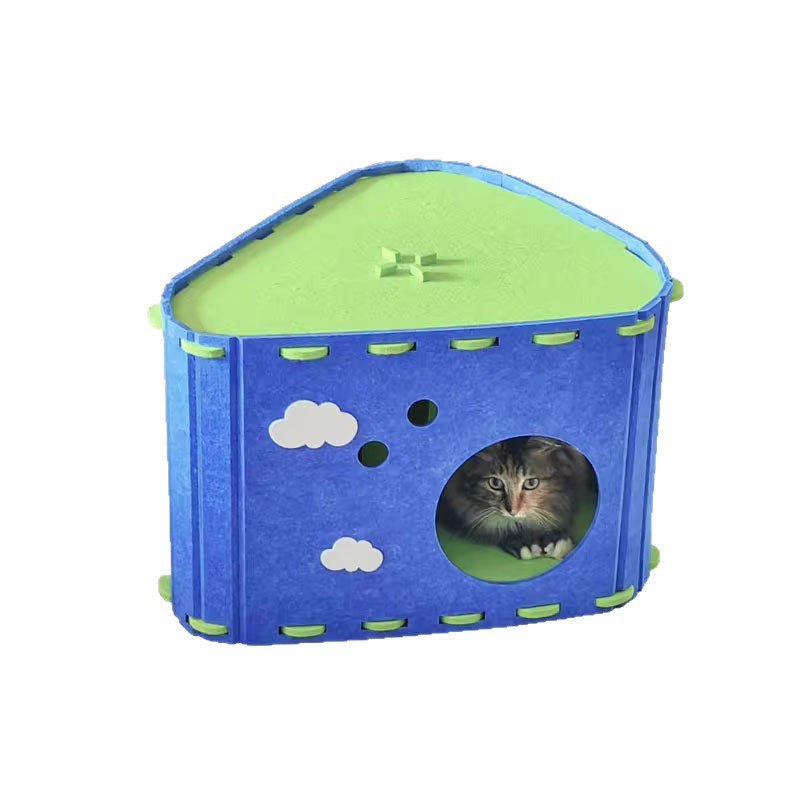 Customizable Eco-Friendly Foldable Modular Wool Cat Bed Cave Stackable Interlocking Comfortable Portable Removable Washable Pet