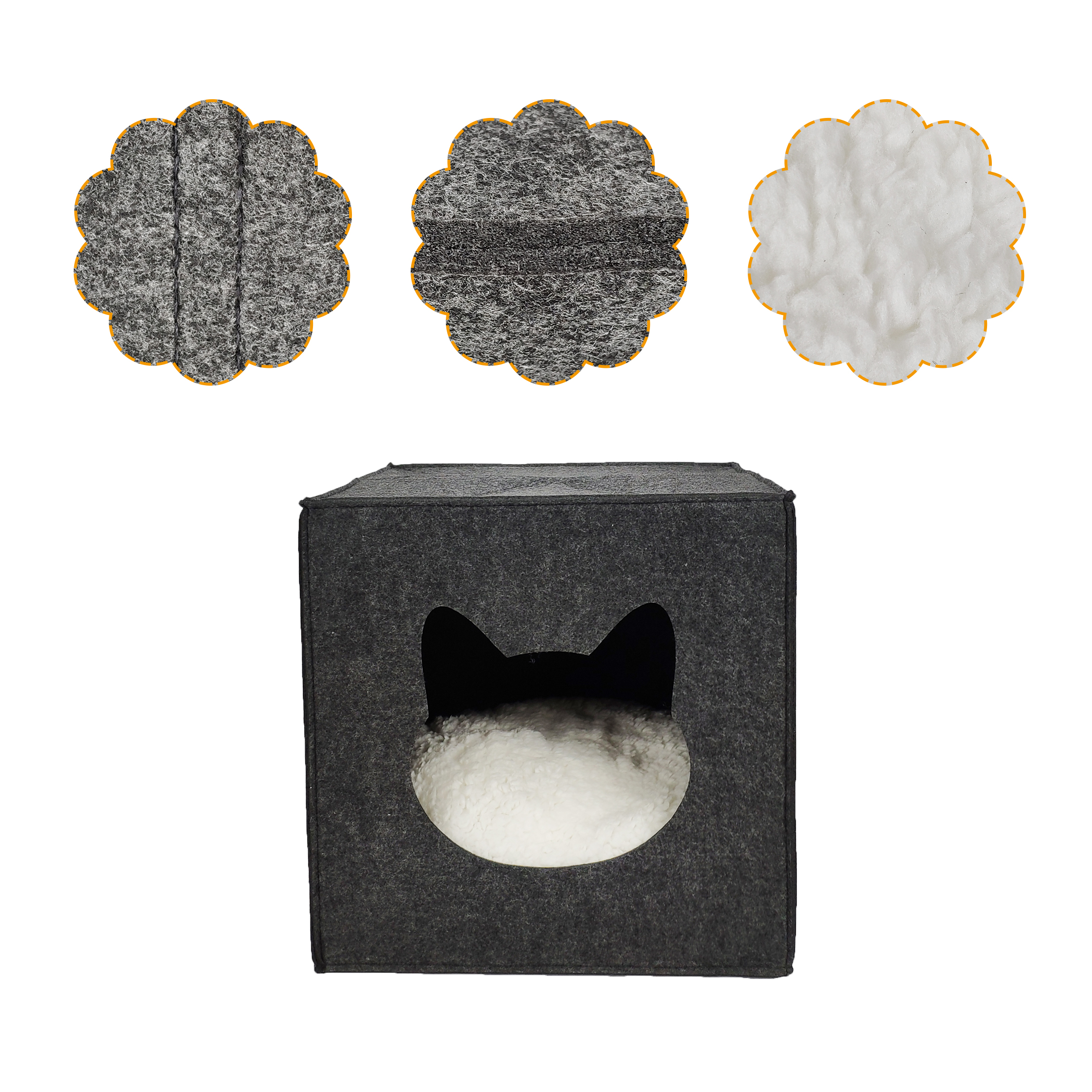 Manufacturer Wholesale Felt Cloth Warm Foldable Detachable Indoor Luxury Comfortable Pet Dog Cat House
