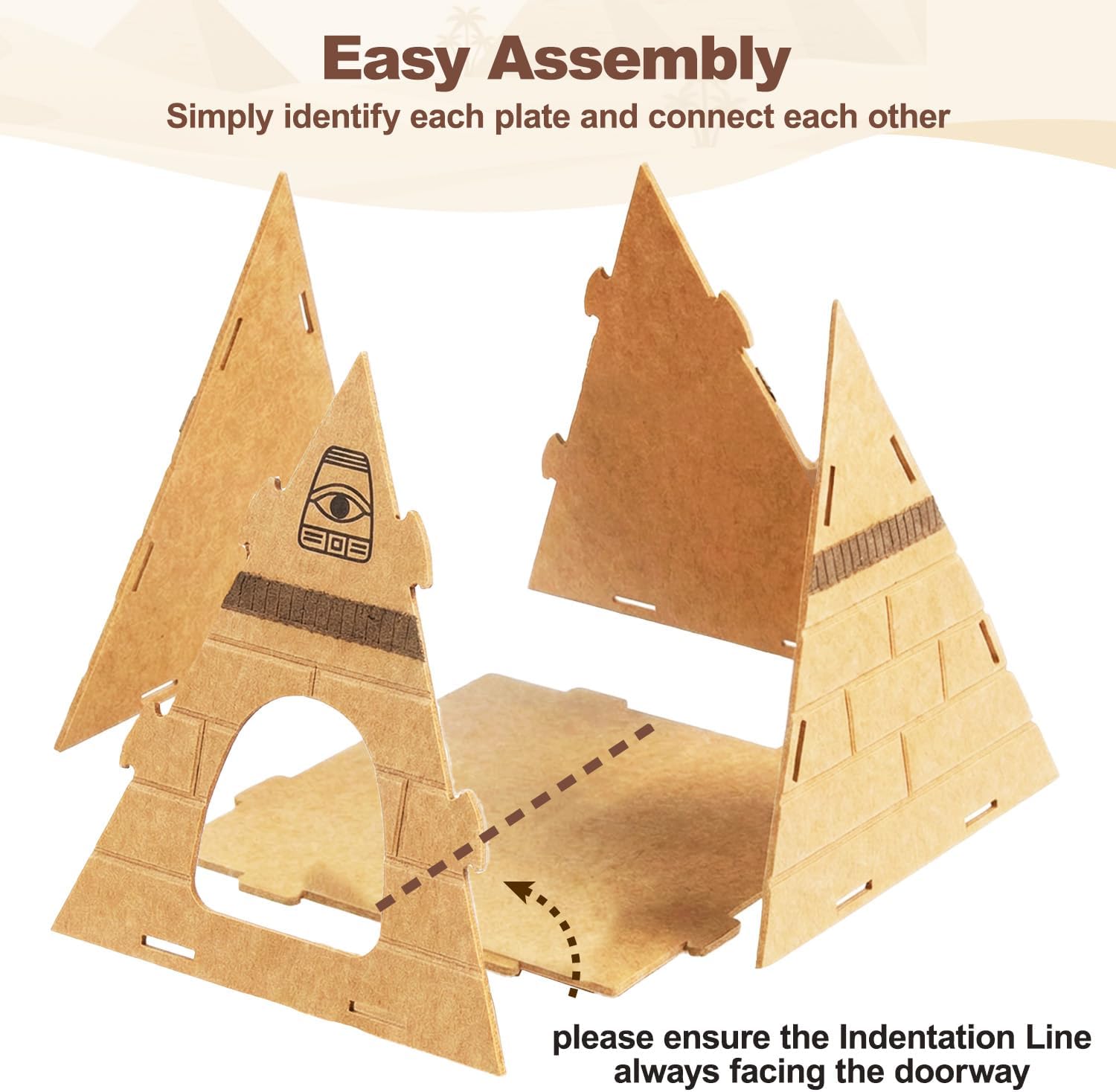 2-in-1 Sustainable Cat House Strong Scratch-Resistant Pharaoh Headdress 17x17x20 Pyramid-Enclosed Hideaway Bed Scratcher Button