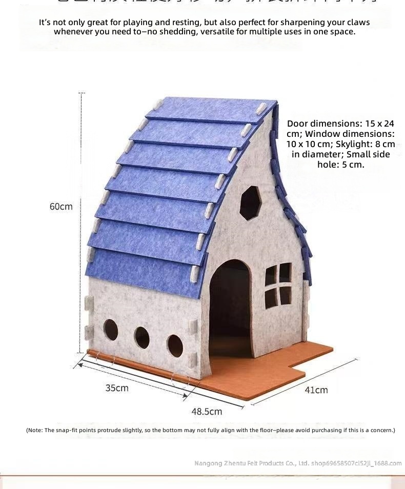 Durable Felt Cat Hideaway – Scratch Resistant Foldable Enclosed Cave & Cozy Indoor Play Tunnel Bed