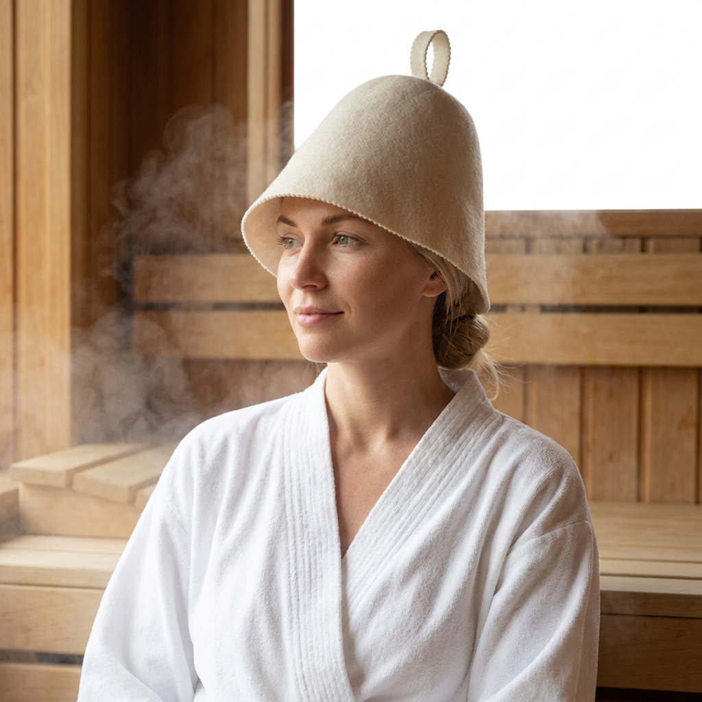 Premium Merino Wool Felt Sauna Hat, Soft Reusable Eco-Friendly Shower Cap with Custom Logo