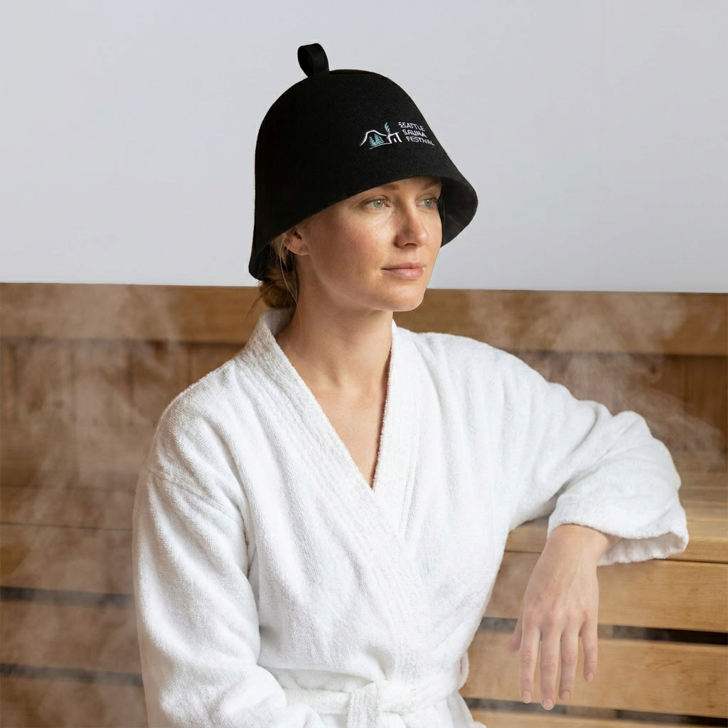 100% Australian Wool Sauna Hat - Adjustable Size Heat Protection Cap for Home Spa & Steam Room