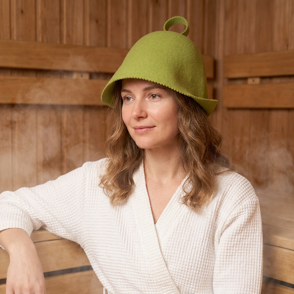 Premium Merino Wool Felt Sauna Hat, Soft Reusable Eco-Friendly Shower Cap with Custom Logo