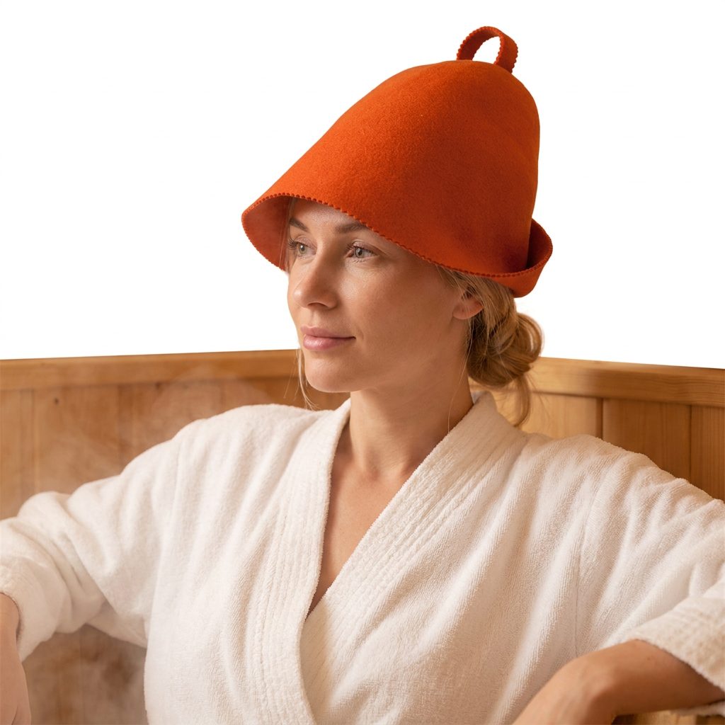 Premium Merino Wool Felt Sauna Hat, Soft Reusable Eco-Friendly Shower Cap with Custom Logo