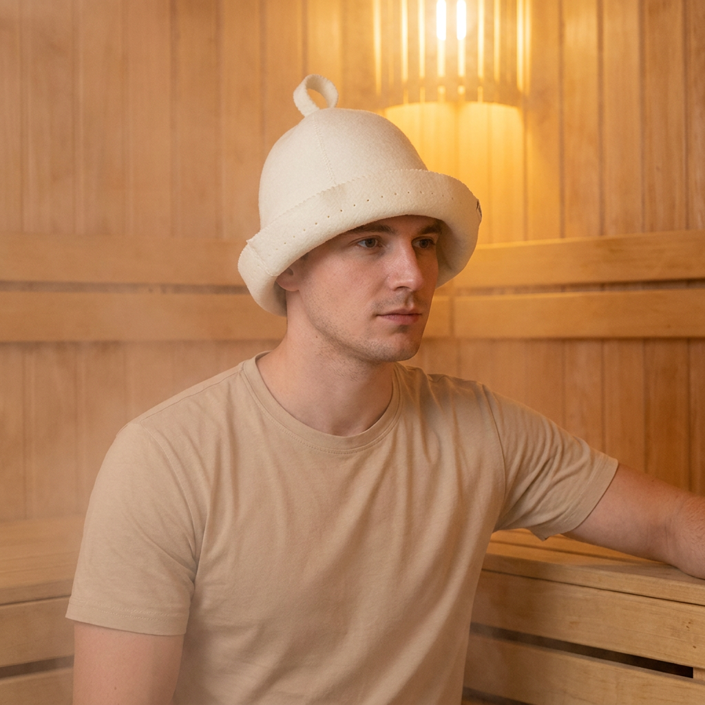 Eco Friendly Breathable Merino Wool Hair Protection Spa Cap for Men Women Wool Sauna Hat