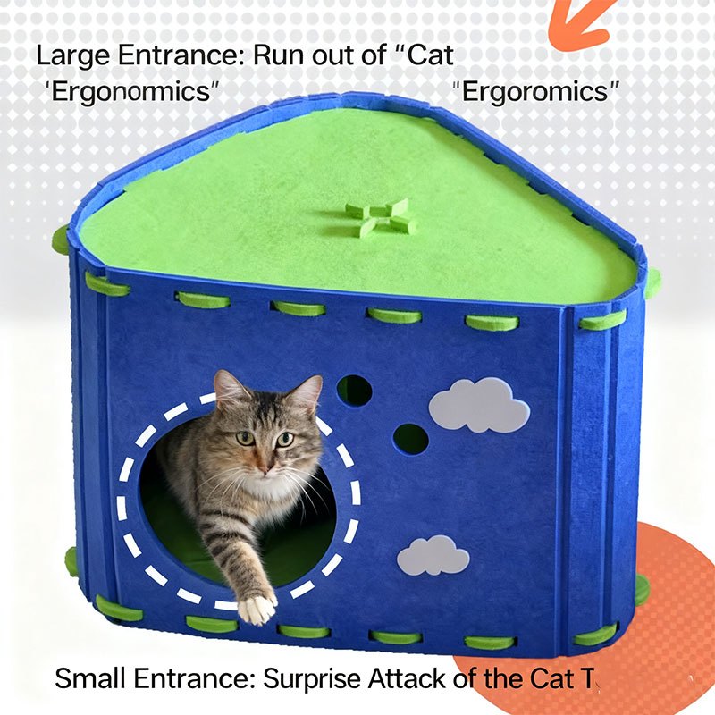 Customizable Eco-Friendly Foldable Modular Wool Cat Bed Cave Stackable Interlocking Comfortable Portable Removable Washable Pet