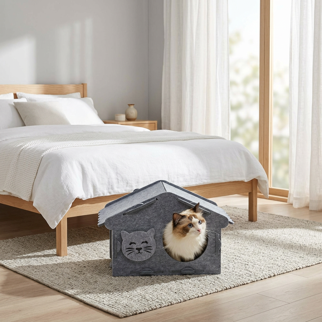 Hot Sale OEM Certified Felt Cat Bed, Scratch Resistant Foldable Cave for Indoor Kittens & Pets