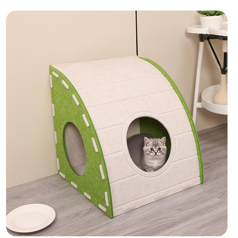 Large Indoor Cat Cave, Polyester Felt Kitten Hideaway Bed