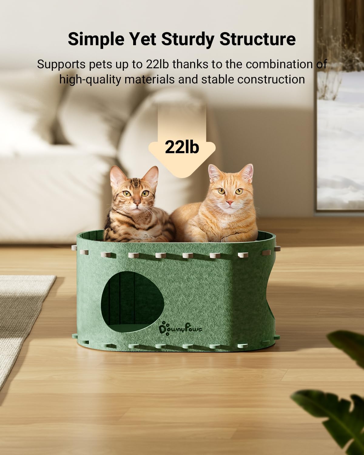 Cozy Polyester Felt Cat House | Enclosed Play Tunnel & Bed for Indoor Kittens