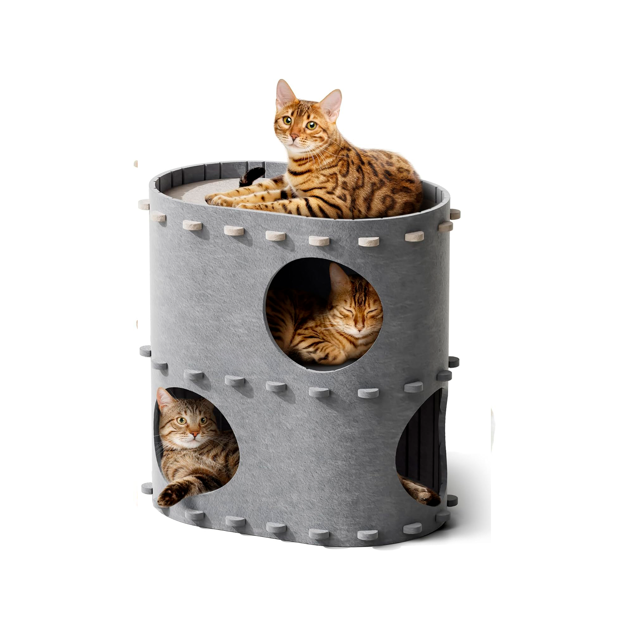 Cozy Polyester Felt Cat House | Enclosed Play Tunnel & Bed for Indoor Kittens