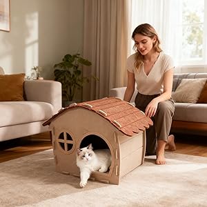 Scratch-Proof Cat Hideaway | Large Foldable Felt Cave Bed for Kittens & Multi-Cats
