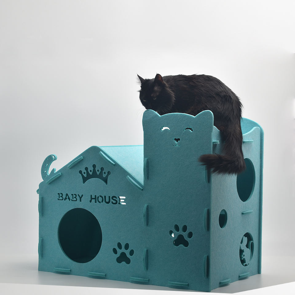 Indoor Cat Play Cave & Tunnel | Cozy Foldable Felt Bed for Kittens & Scratching Pets