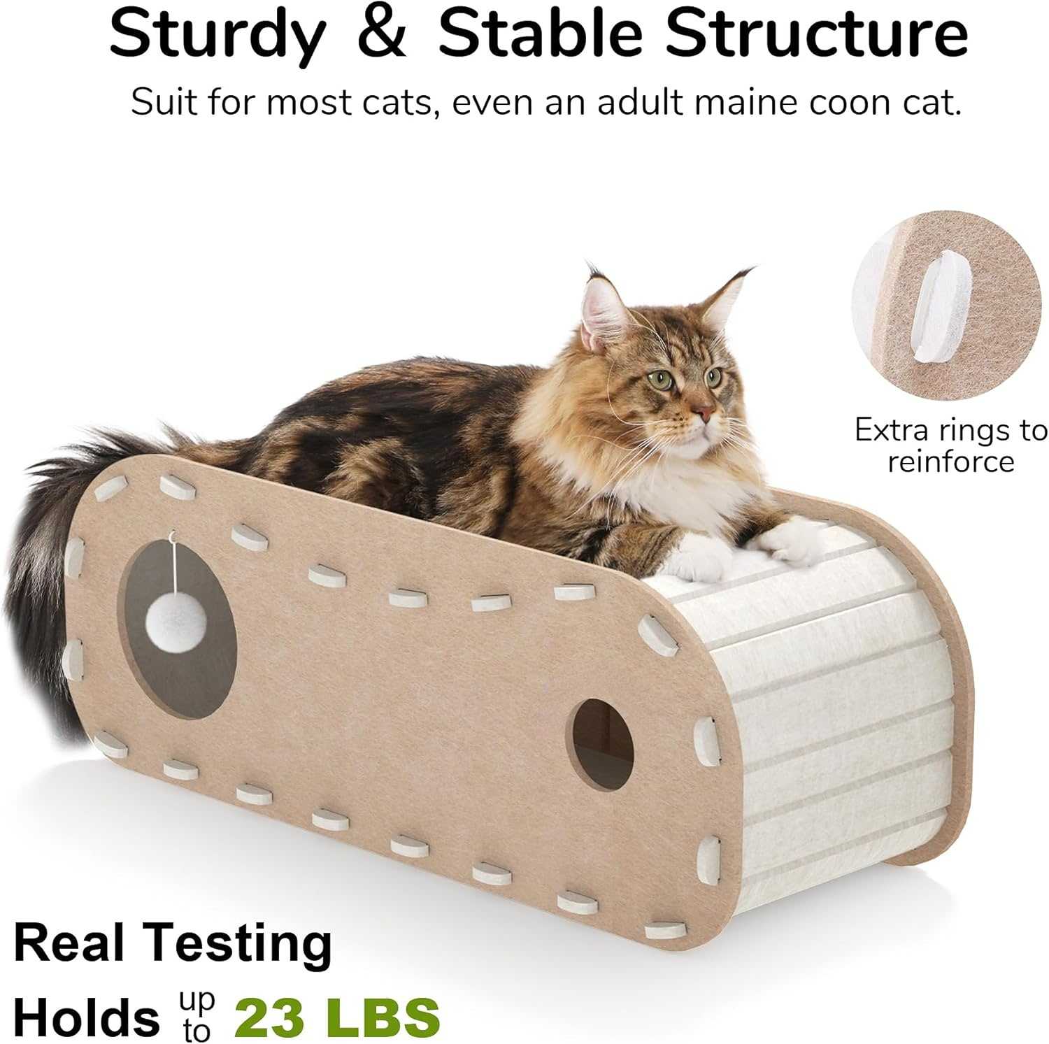 Premium Felt Cat Tunnel Bed | Enclosed, Cozy Hideaway for Indoor Playing & Rest