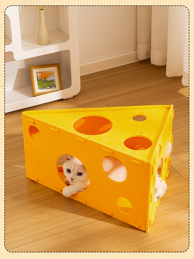 Cozy Felt Cat Bed Cave | Enclosed Foldable Tunnel for Indoor Kitten Play & Rest