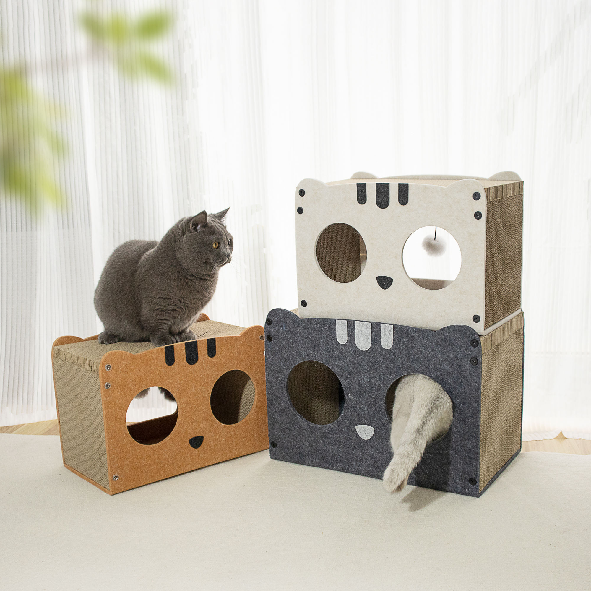 Acoustic Felt Cat Cave – Foldable Enclosed Bed, Sound-Absorbing Scratch Resistant Indoor Hideaway